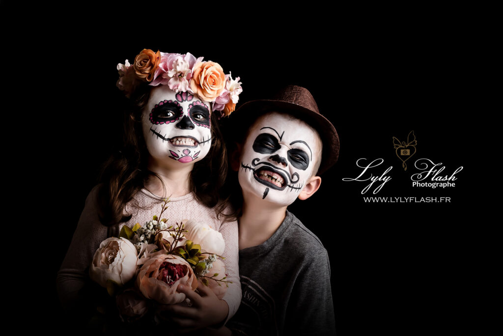 photo enfants avec grimage pour le visag d hallowen
