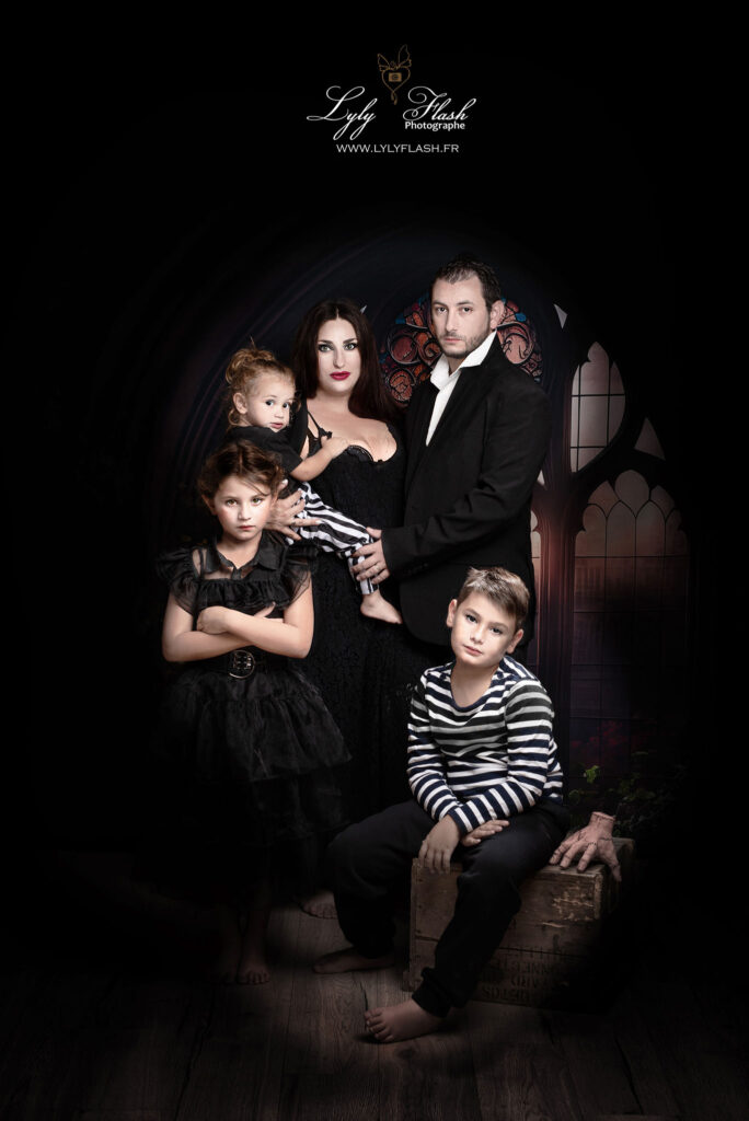 photo de famille déguisé pour halloween