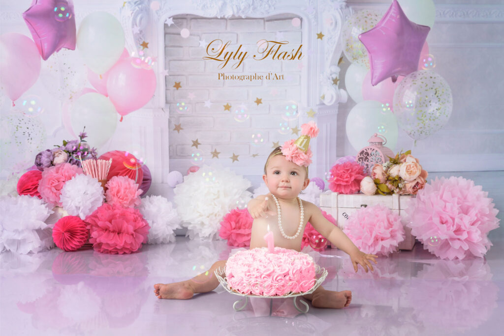 photo anniversaire bébé fille 1 an chez photographe