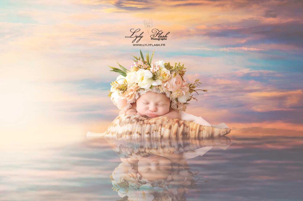 Séance photo artistique bébé nouveau-né à Sanary sur Mer