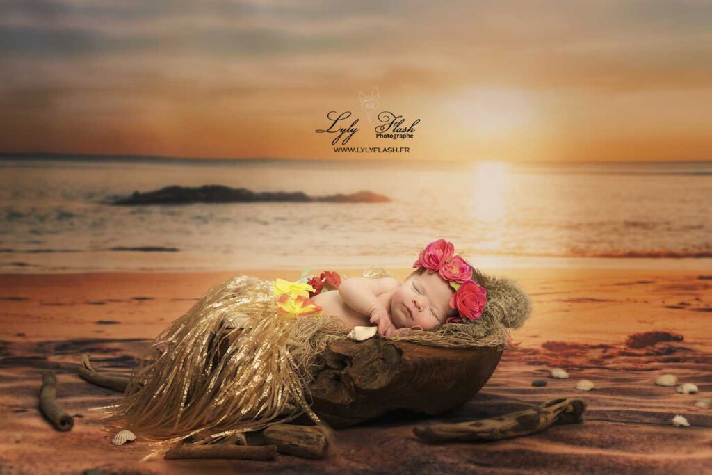 photo de naissance originale sur le bord de mer