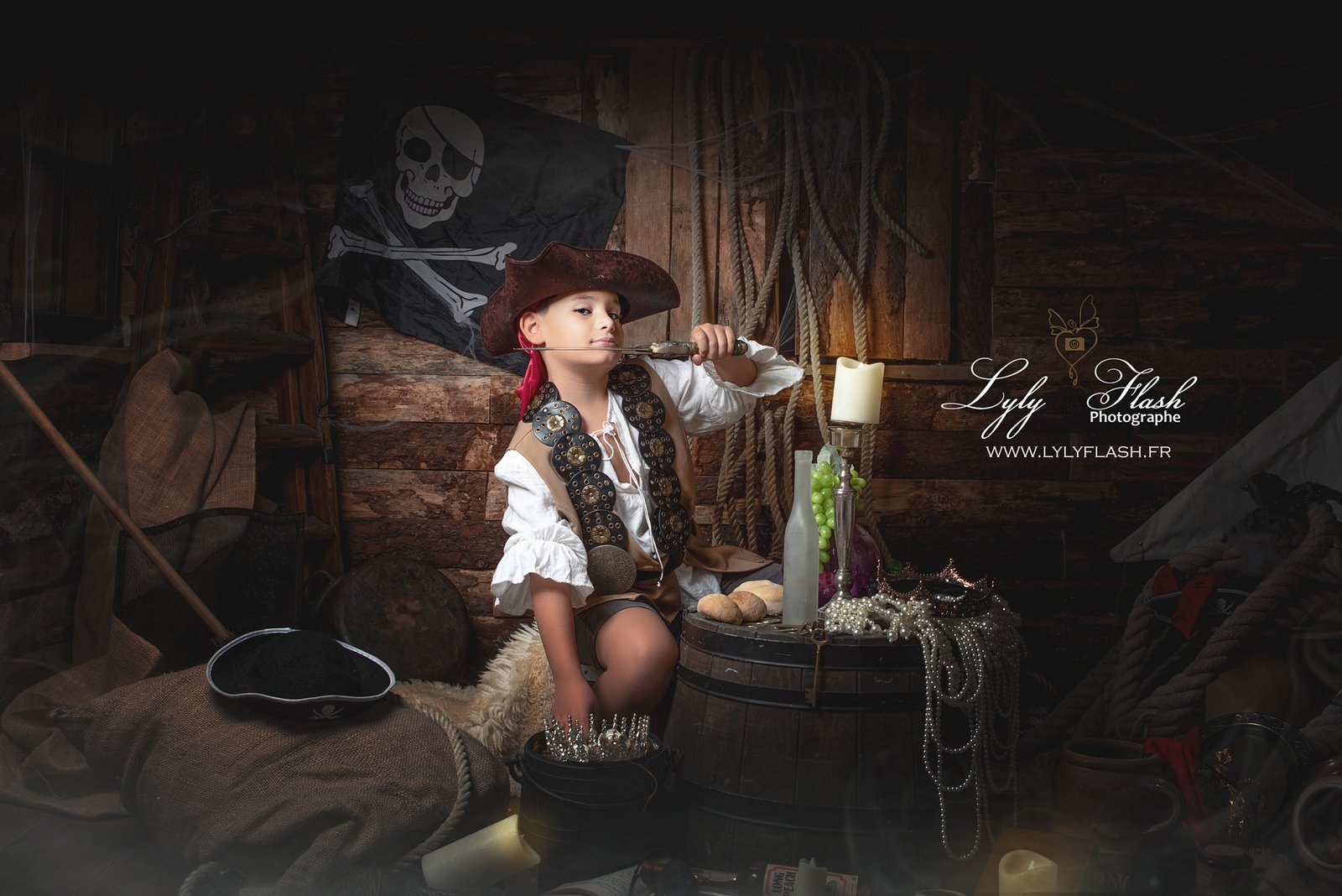 Séance photo Halloween pirate avec enfant
