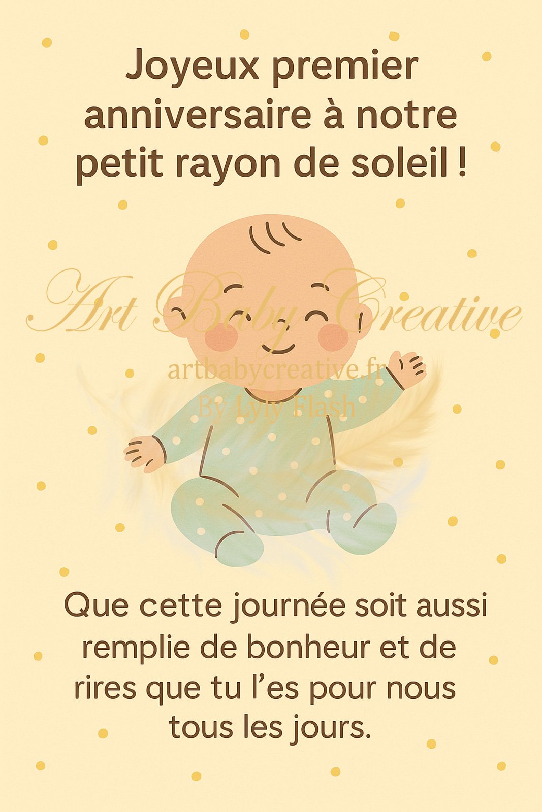 Carte numérique « Joyeux premier anniversaire » – Rayons de soleil ✨ (format téléphone)