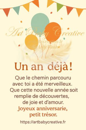 Carte numérique anniversaire – Un an déjà (format téléphone)