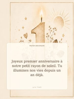 Joyeux premier anniversaire à notre petit rayon de soleil. Tu illumines nos vies depuis un an déjà.