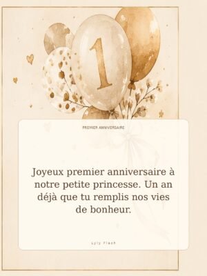 Joyeux premier anniversaire à notre petite princesse. Un an déjà que tu remplis nos vies de bonheur.