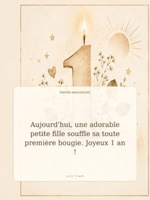Aujourd'hui, une adorable petite fille souffle sa toute première bougie. Joyeux 1 an !