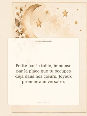 Petite par la taille, immense par la place que tu occupes déjà dans nos cœurs. Joyeux premier anniversaire.