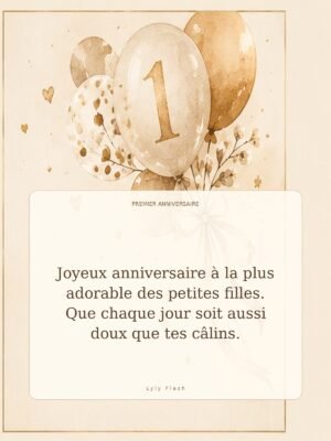 Joyeux anniversaire à la plus adorable des petites filles. Que chaque jour soit aussi doux que tes câlins.