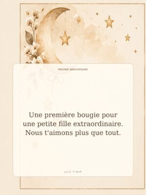 Une première bougie pour une petite fille extraordinaire. Nous t'aimons plus que tout.