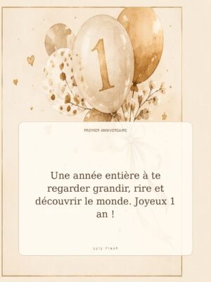 Une année entière à te regarder grandir, rire et découvrir le monde. Joyeux 1 an !