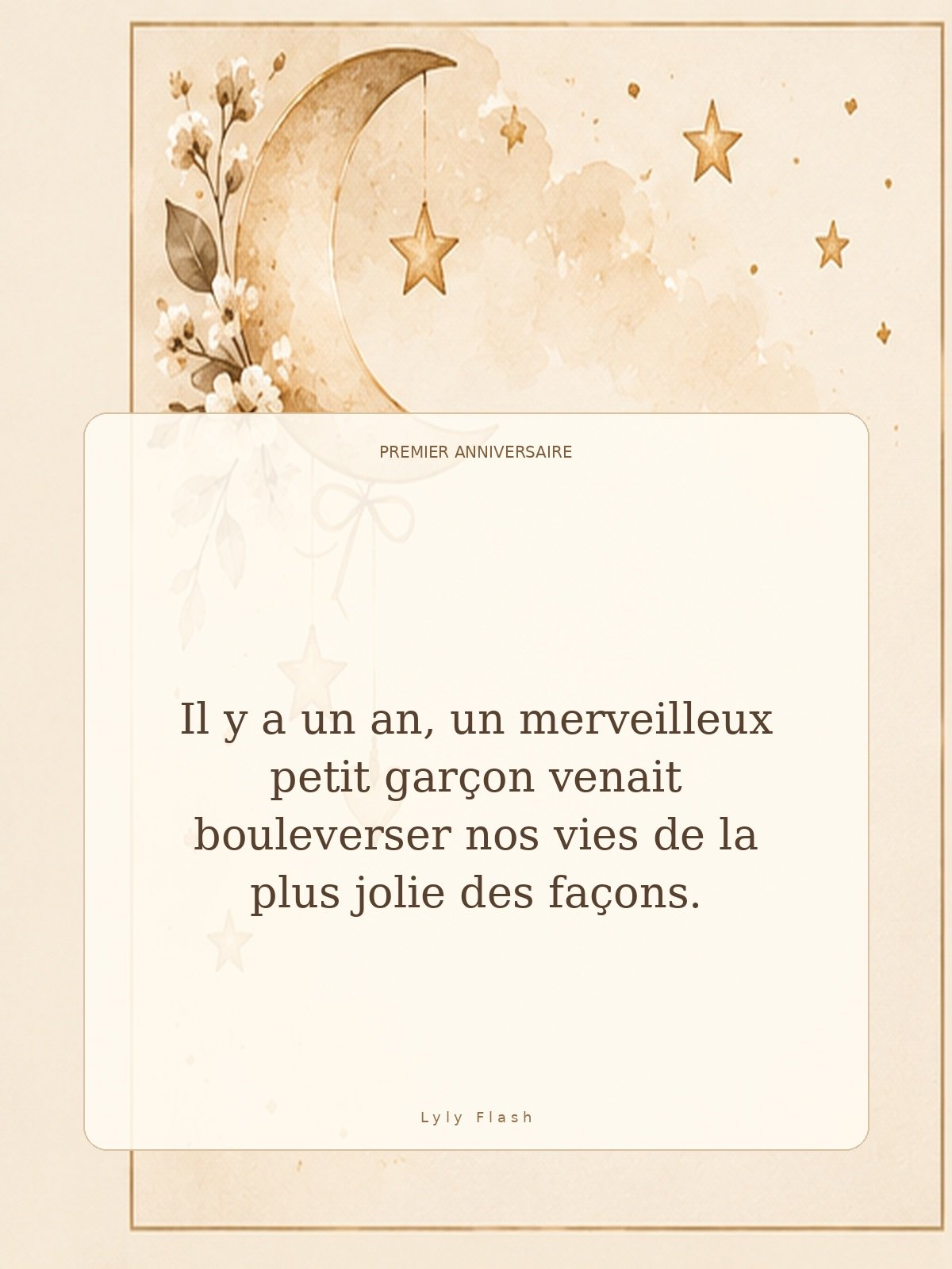 Carte il y a un an un merveilleux petit garçon