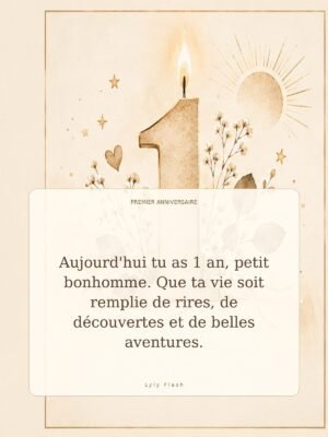 Aujourd'hui tu as 1 an, petit bonhomme. Que ta vie soit remplie de rires, de découvertes et de belles aventures.