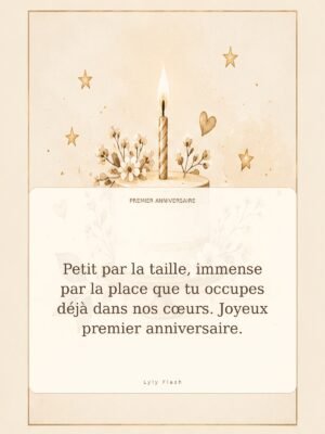 Petit par la taille, immense par la place que tu occupes déjà dans nos cœurs. Joyeux premier anniversaire.
