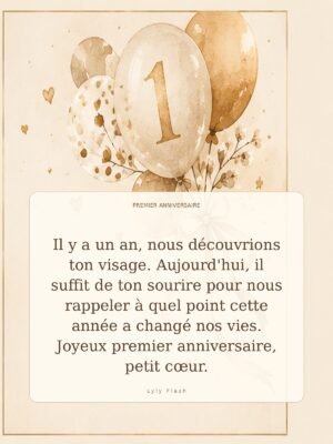 Il y a un an, nous découvrions ton visage. Aujourd'hui, il suffit de ton sourire pour nous rappeler à quel point cette année a changé nos vies. Joyeux premier anniversaire, petit cœur.