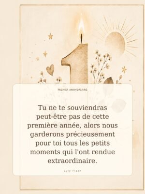 Tu ne te souviendras peut-être pas de cette première année, alors nous garderons précieusement pour toi tous les petits moments qui l'ont rendue extraordinaire.