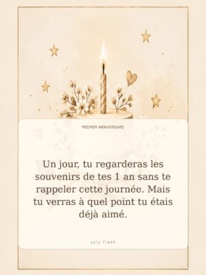 Un jour, tu regarderas les souvenirs de tes 1 an sans te rappeler cette journée. Mais tu verras à quel point tu étais déjà aimé.