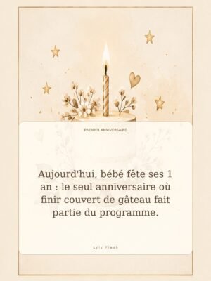 Aujourd'hui, bébé fête ses 1 an : le seul anniversaire où finir couvert de gâteau fait partie du programme.