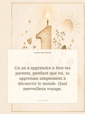 Un an à apprendre à être tes parents, pendant que toi, tu apprenais simplement à découvrir le monde. Quel merveilleux voyage.