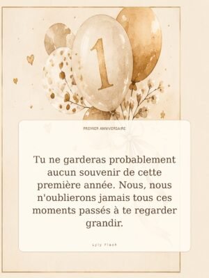 Tu ne garderas probablement aucun souvenir de cette première année. Nous, nous n'oublierons jamais tous ces moments passés à te regarder grandir.