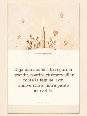 Déjà une année à te regarder grandir, sourire et émerveiller toute la famille. Bon anniversaire, notre petite merveille.