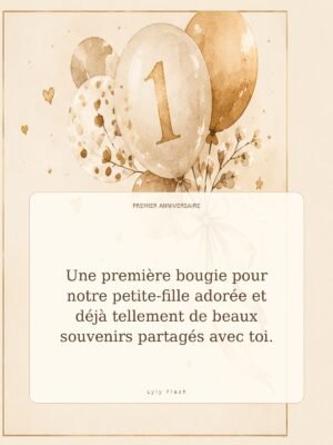 Une première bougie pour notre petite-fille adorée et déjà tellement de beaux souvenirs partagés avec toi.