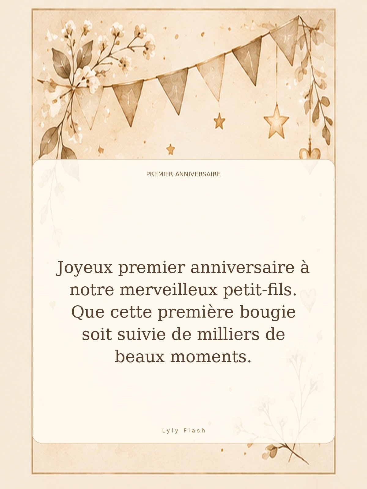 Carte joyeux premier anniversaire à notre merveilleux petit-fils