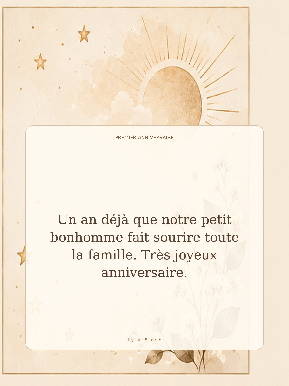 Carte un an déjà que notre petit bonhomme fait sourire toute la famille