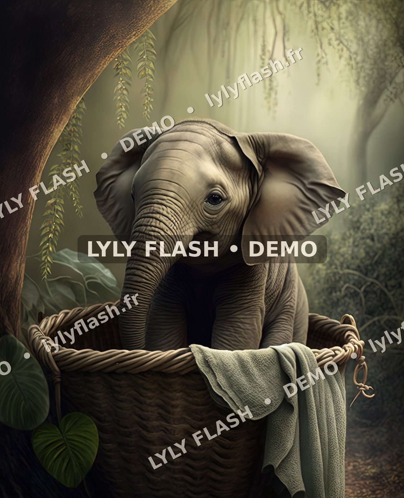 Fond numérique Éléphant vert